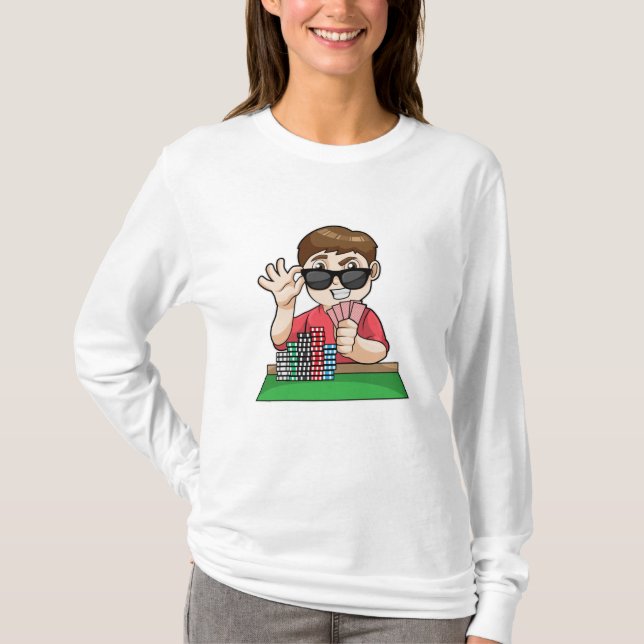 Poker-spelare vid Poker med Sunglasses T Shirt (Framsida)