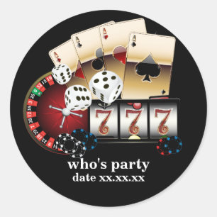 Poker-spelkort, kasino, party-klistermärken runt klistermärke