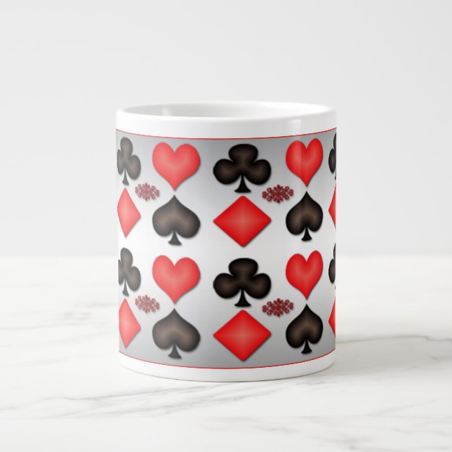 Poker Spelkort Mönster Silver Mugg Jumbo Mugg (Framsidan)