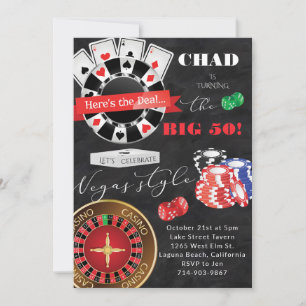 Poker Theme Födelsedagsfest Casino Inbjudningar