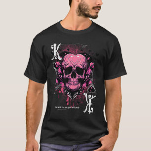 Poker-uppspelningskort Kung i Hearts Skull T Shirt