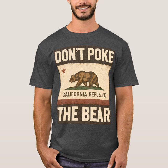 Pokera inte Bear California Republic Design T Shirt (Framsida)