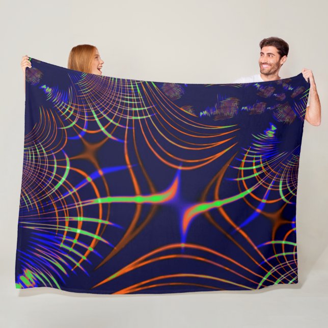 Pokerat kurvor från grönt till korall och blått fleecefilt (På plats)