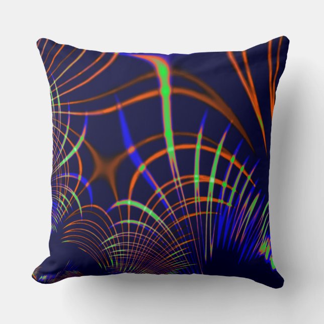 Pokerat kurvor från grönt till korall och blått kudde (Framsida)