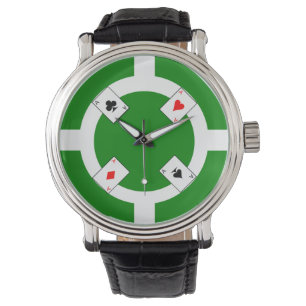 Pokerchip - grönt armbandsur