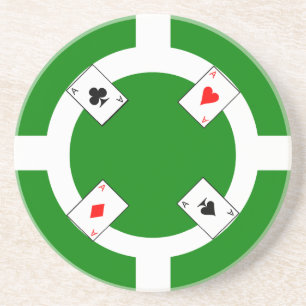 Pokerchip - grönt underlägg sandsten