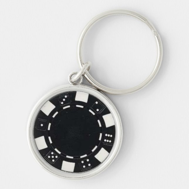 Pokerchip Keychain Rund Silverfärgad Nyckelring (Framsidan)