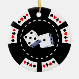 POKERCHIP MED TÄRNINGPRYDNADEN JULGRANSPRYDNAD KERAMIK