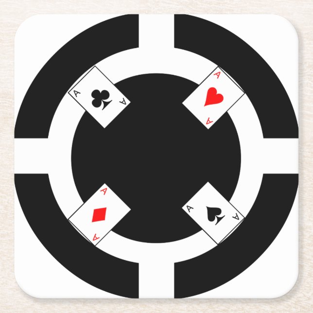 Pokerchip - svart underlägg papper kvadrat (Framsidan)