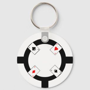 Pokerchip - vit nyckelring