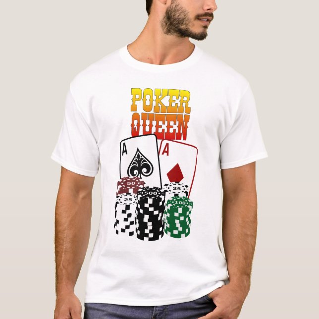 Pokerdrottning - två ess och chiper t-shirt (Framsida)