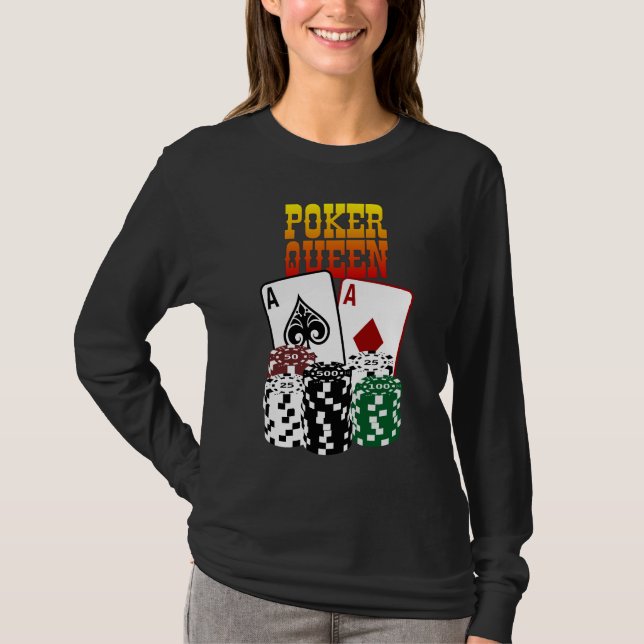 Pokerdrottning - två ess och chiper tee shirt (Framsida)