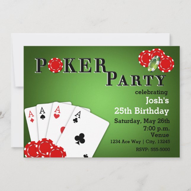 POKERFEST Bröllopsspel Födelsedagsinbjudningar Inbjudningar (Framsida)