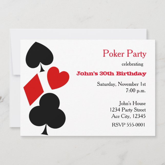 Pokerfest Inbjudan Poker Kortlek (Framsida)