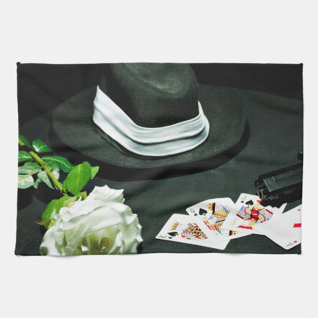 Pokergangstervapnet steg kökshandduk (Horisontell)
