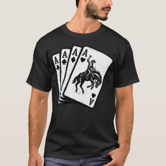 Pokerhand 4 Ess Bronco Riding Cowboy Rodeo T Shirt