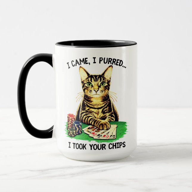 Pokerkatt Tar Potten Mugg (Vänster)
