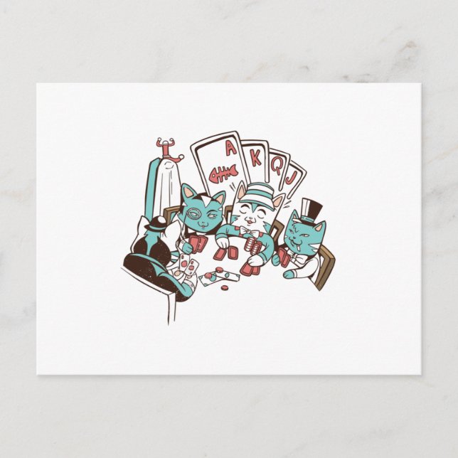 Pokerkatter Vykort (Framsida)