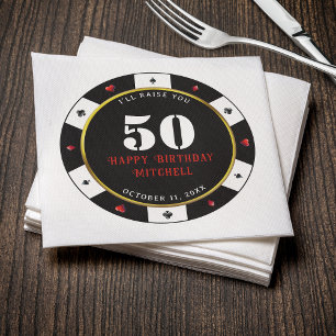 Pokerkort 50-årsfest pappersservett