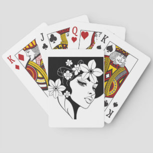 Pokerkort för svartvit Blommigt Dam Casinokort