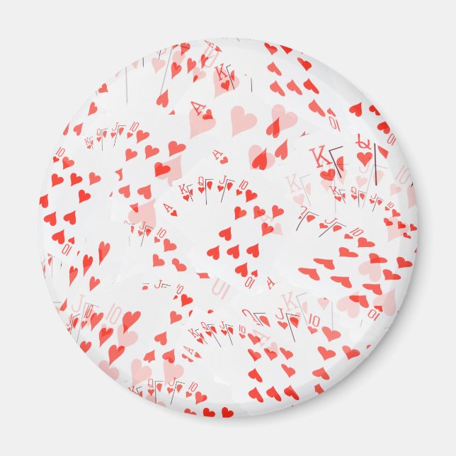 Pokerkort Hearts Rak Flush Mönster, Magnet (Framsidan)