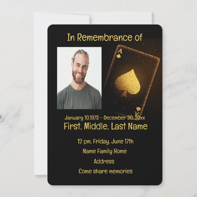 Pokerkortsspel för Memorial Service Inbjudan (Framsida)