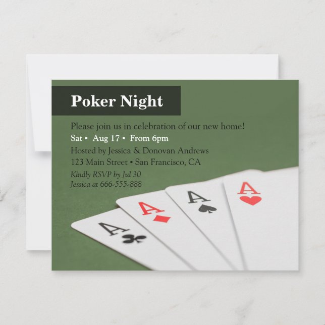 Pokernatt Husvärmningsfest Inbjudningar (Framsida)