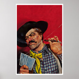 Pokerrum Konst Västerländsk Cowboytryck Bar Mancav Poster