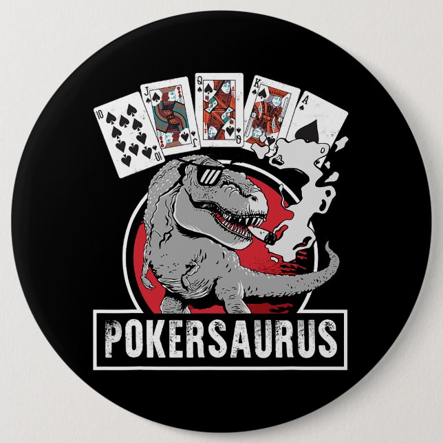 Pokersaurus Casino Poker T Rex Dinosaur Gambling G Knapp (Framsida)