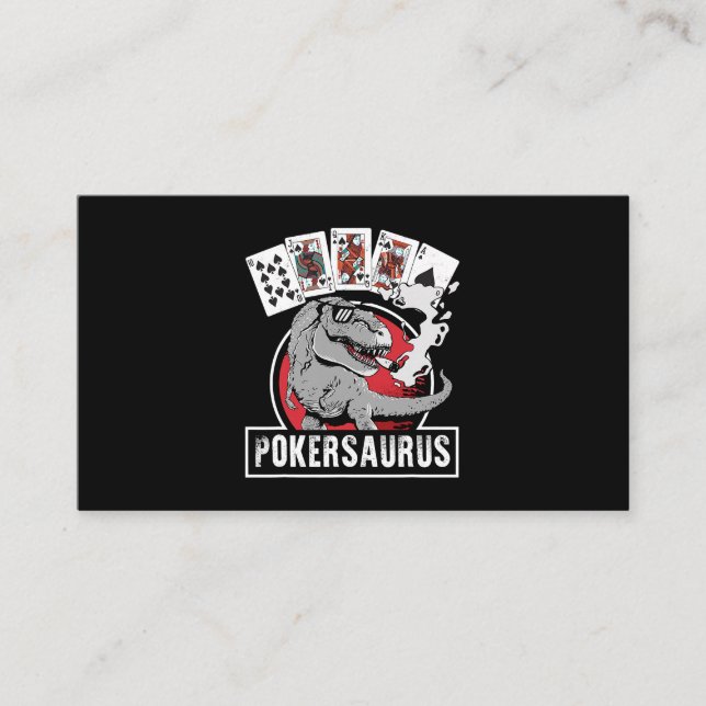 Pokersaurus Casino Poker T Rex Dinosaur Gambling G Visitkort (Framsida)