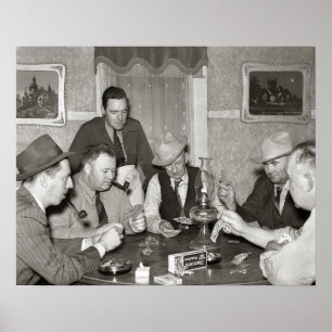 Pokerspel, 1939. Gammalt foto Poster