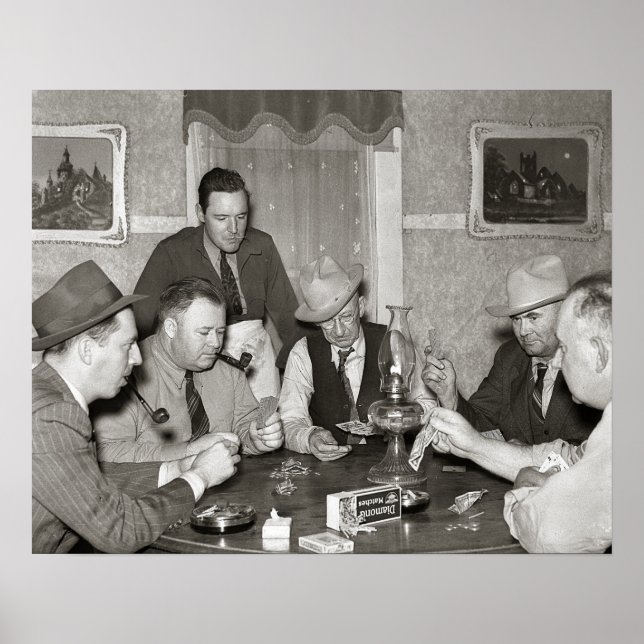 Pokerspel, 1939. Gammalt foto Poster (Framsidan)