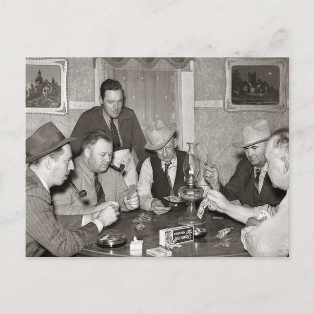 Pokerspel, 1939 vykort (Framsida)