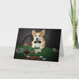 Pokerspelande Corgi tom hälsokort Kort