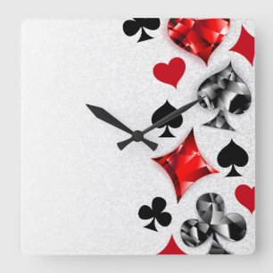 Pokerspelare Spelare Spelkort Färger Las Vegas Fyrkantig Klocka