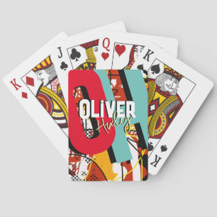 Pokerspelarens Namn Färg-feta Monogram Casinokort