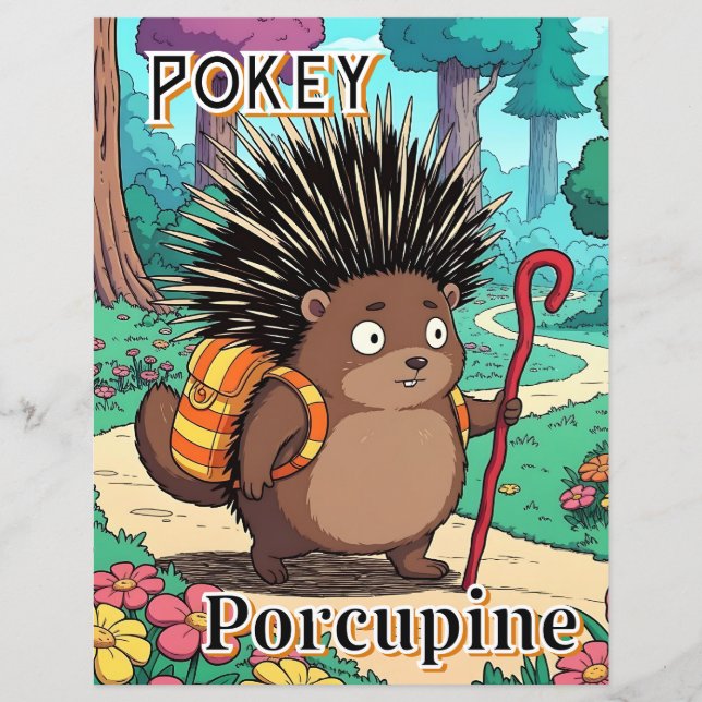 Pokey Porcupine  | Cute Cartoon Kid's Nursery Art (Framsida)