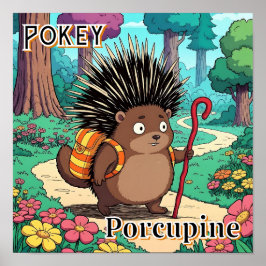 Pokey Porcupine | Cute Tecknad Barn Nursery Art Poster