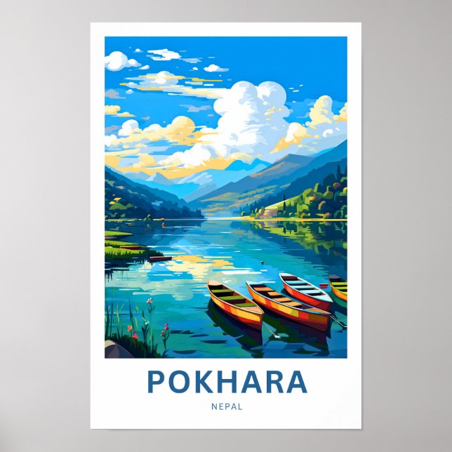 Pokhara Nepal Travel Skriv ut Poster (Framsidan)