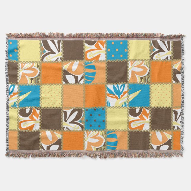 Pokii Hawaiian Blommigt and Dot Patchwork Blankets Mysfilt (Framsidan)