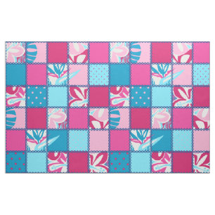 Pokii Hawaiian Blommigt and Dot Patchwork Tyg