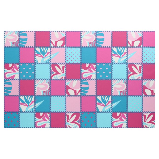 Pokii Hawaiian Blommigt and Dot Patchwork Tyg (Fat Quarter)