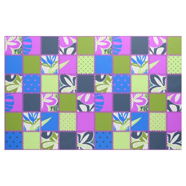 Pokii Hawaiian Blommigt and Dot Patchwork Tyg (Fat Quarter)