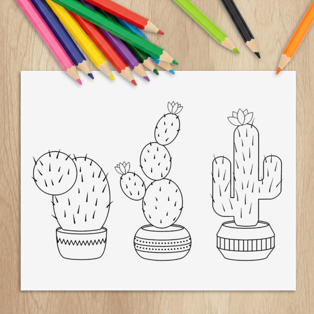 Poktad Cacti - Cactus Plants Coloring Page Stämpel (Skapare uppladdad)