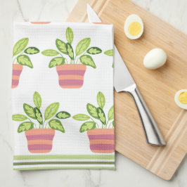 Poktad grey Stripe Trim Kitchen Towels Kökshandduk