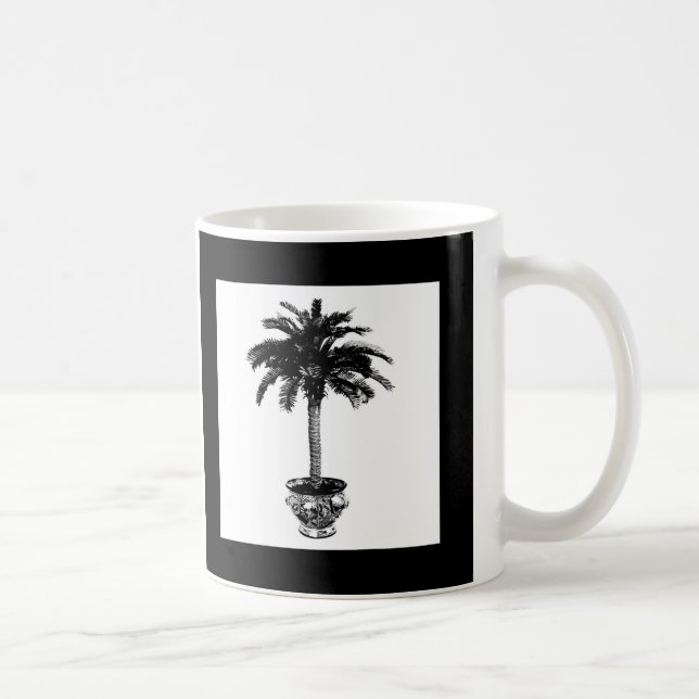 Poktad Handflatan Träd - svart och vitt Kaffemugg (Höger)