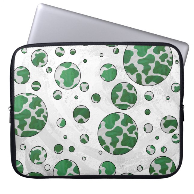 Polackernas Grönt med prickkoner och vit utskrift Laptop Sleeve (Framsidan)