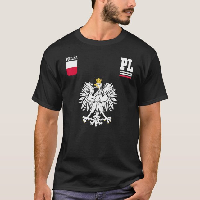 Poland Fan Polish Eagle Polska Flag T Shirt (Framsida)