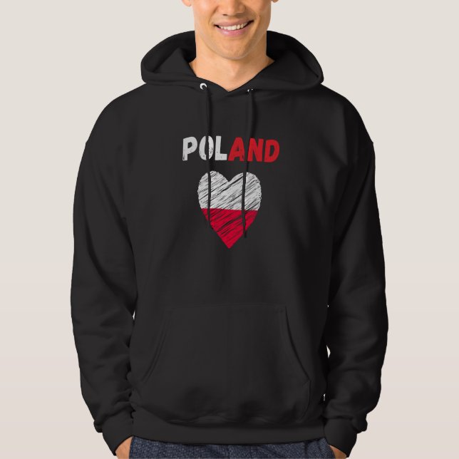 Poland Flag Holiday Poland Polska Heart Polish Fla Hoodie (Framsida)