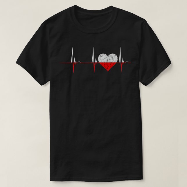 Poland Heart Polish Heartbeat EKG Pulse Polska Roo T Shirt (Design framsida)